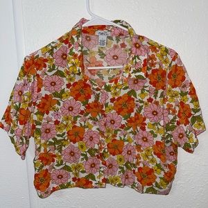 Floral button down crop top